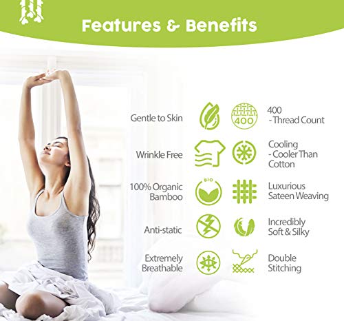 Bampure Bamboo Sheets California King - 100% Viscose From Bamboo - 4Pc Set - Super Soft Cooling Sheets - Up To 16’’ Deep Pocket - Luxury Series - 1 Flat Sheet,1 Fitted Sheet,2 Pillowcases (White) #TOP4