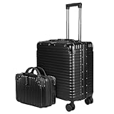 MERCURY TEXTIL- Maleta de Cabina de Piloto con Neceser de Policarbonato y ABS, Equipaje de Ruedas Dobles 360º (Piloto Negro)