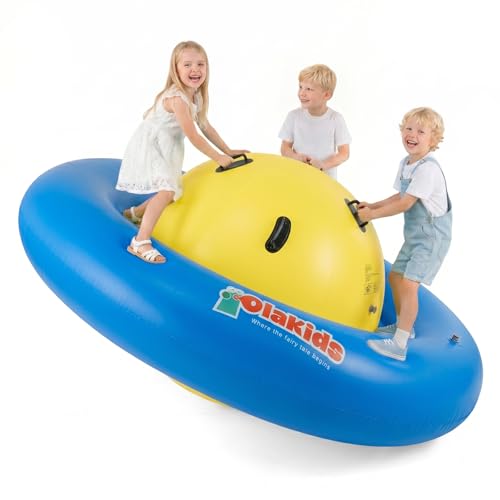 OLAKIDS 8FT Inflatable Dome Rocker Bouncer, Outdoor Kids Giant Roll and Play Seesaw Rocker with 6...