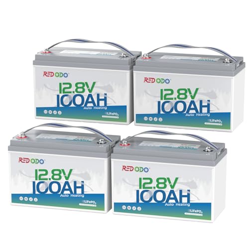 Image of Redodo 12V 100Ah LiFePO4 Self-Heating Group 31 Deep Cycle Battery -4 Pack