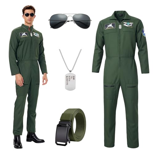 Orizizhic Pilot Kostüm Herren Flieger Pilotenanzug Uniform (L)