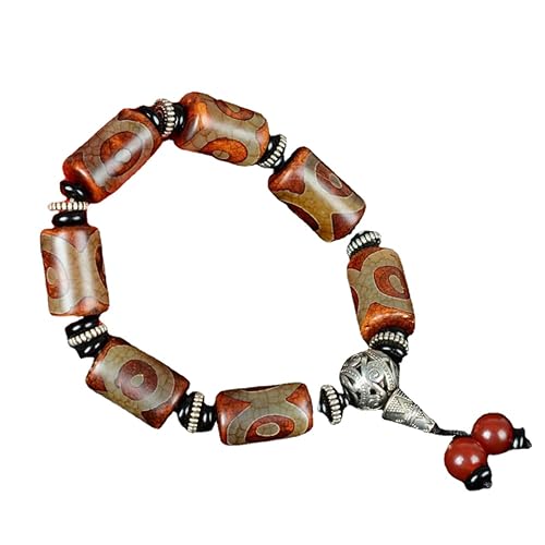 Bracelet agate calcédoine naturelle perles 9 yeux bijoux Xizang mixte