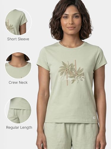 Image of Enamor Short Sleeve Crew Neck Regular Length Basic Crew T-Shirt - Slim Fit, Soft and Breathable Stretch Cotton - E147