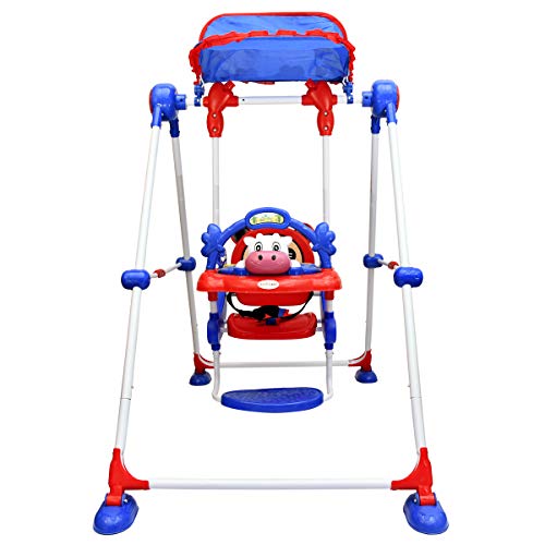 Image of Baby Swing, Foldable Swing 2-7 Year Indoor Outdoor Children's Toddler Roof Canopy Tent Beautiful Baby Hanging Dining Chair Baby Jhula Hanging for Living Room Multi Functional Musical Toy