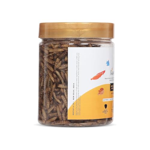 Image of Dried Black Soldier Fly Larvae Treat Fish Food(100 Gram) For Arowana Oscar, Flowerhorn & Other Carnivorous Fishes Omega 3 & 6, 50X Calcium Than Worms Pack Of 2, All Life Stages