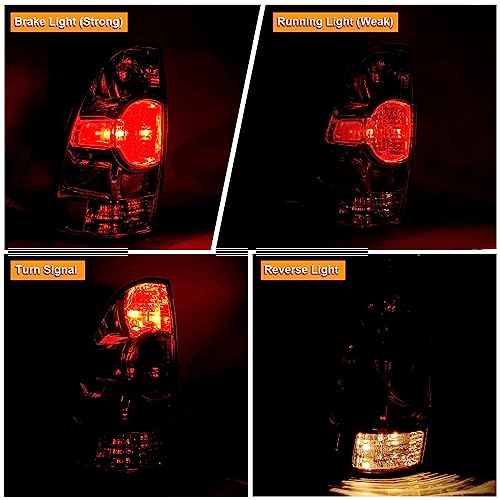 Image of Tail Lights Compatible With 2005-2015 Toyota Tacoma (Halogen Red) | Driver and Passenger Side,w / Bulb and Harness,Taillights Rear Brake Lamp Signal Assembly