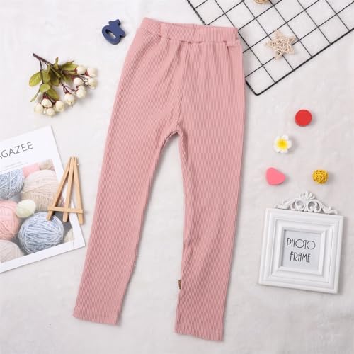 Moonker Cotton Pants for Toddler Girls Striped Elastic Waist Solid Color Casual Leggings Stretchy Girls Leggings2