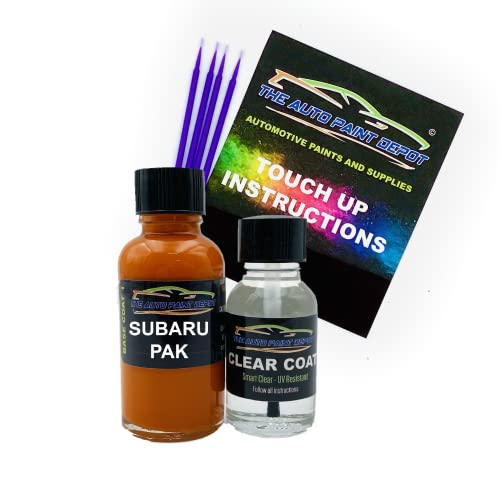 Auto Paint Depot Touch Up Paint For Subaru-Sunshine Orange-Pak (All Years, All Models) One Ounce Touch Up Paint With Brushes And Uv Resistant Smart Clear Coat. Includes (4) Micro Dabber Brushes #TOP13