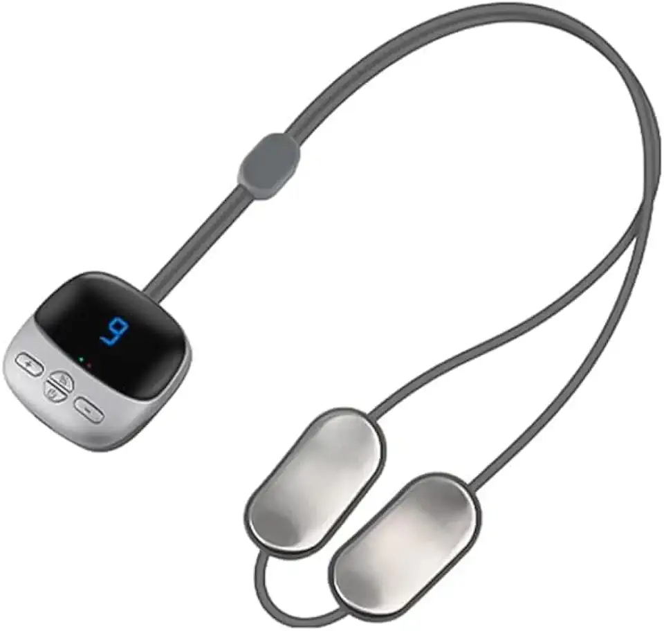 Massageador De Pescoço Portátil Recarregável com 9 Níveis de Estimulação Elétrica e Compressa Quente- Vermelho