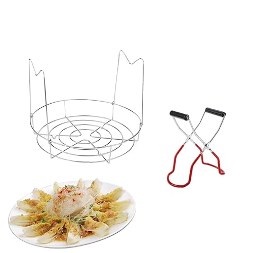 Povanjer Estante para conservas - Estante para Suministros para Elevador de enlatado para cocción al Vapor - Pinzas para conservas portátiles de Acero Inoxidable para Cocina con Botellas de Comida en