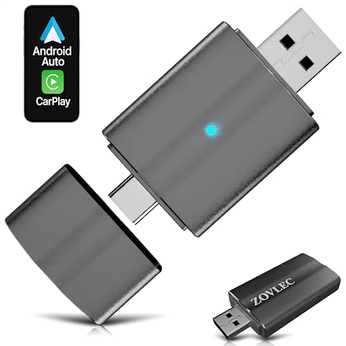 Wireless Android Auto & CarPlay Adapter, Plug & Play USB-A/USB-C Dongle, Fast Auto Connect, No App Needed, for Cars with Wired CarPlay, Android Auto