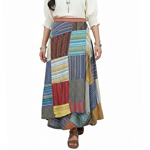 Image of Agan Boho Maxi Wrap Skirt for Women, Tie Dye Cotton Long Flowy Summer Skirt