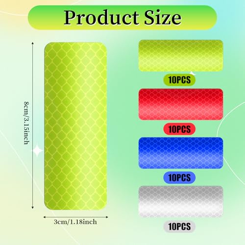 Image of Giantree 40 PCS Reflective Stickers, Warning Reflective Stickers, Safety Night Visibility Adhesive Waterproof Reflectives Tape Sticker for Vehicle Motorcycle Bicycle, 1.18 x 3.14 Inch