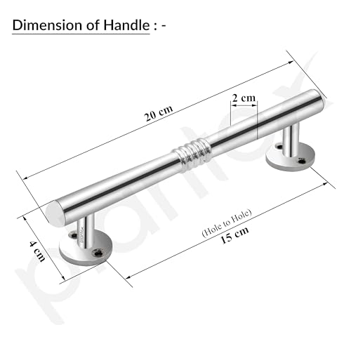 Image of Plantex Pooja Room Door Handle /8 Inch Handle /Pull Push Main Door Handle /3 Years Warranty Pack of 2 (S-142, Chrome)