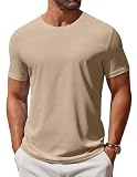 COOFANDY Men's Crew Neck T-Shirts Short Sleeve Casual Summer Basic Tee Shirt Khaki