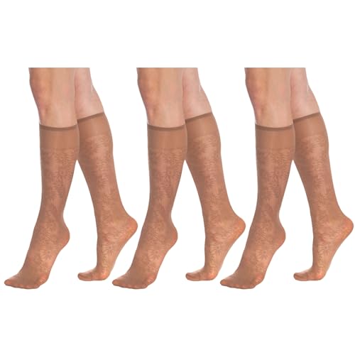 AWS/American Made 3 Pairs Sheer Knee Socks for Women 15 Denier Stretchy Silk Socks2