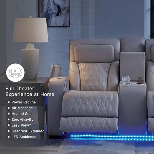 Signature Design by Ashley Power Reclining Loveseat with Console, Gray - image 7