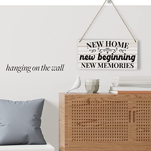 Rustic Home Sign Home Decor Wood Wall Art Wall Hanging Decor Inspirational House Warming Gifts New Home Wooden Decorative Plaque Sign for Farmhouse Kitchen New Home New Beginning Memories Sign - Thumbnail 3