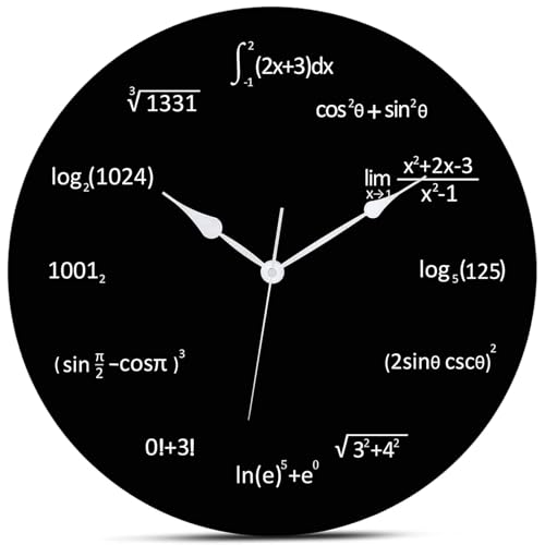 Licsaliwe Horloge Murale d'équation mathématique, 12 Horloge silencieuse à Base de Batterie,...