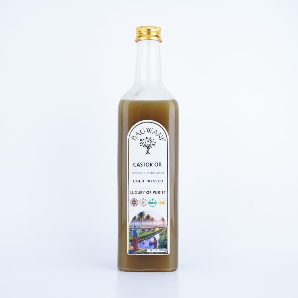 Cold Pressed Unbleached Castor Oil For Hair Growth, Glass Bottle 1 litre, 100% Natural Haxene-Free Arandi Oil for Skin, Nails, Joint Pain Relief & Constipation | Extra Virgin & IP Grade Certified-image-49