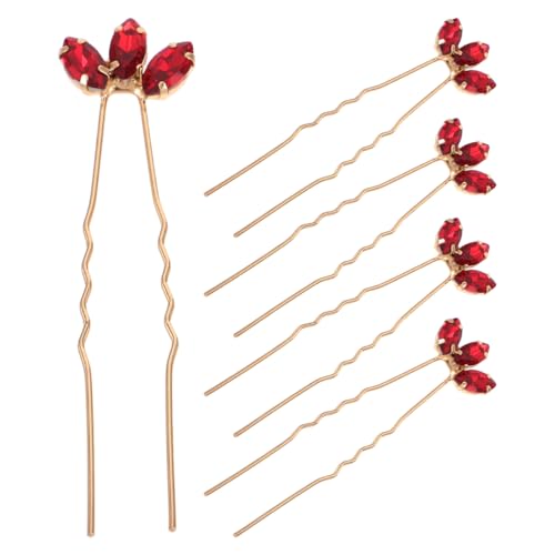 LIFKOME Lot de 5 épingles à cheveux en forme de U pour la mariée avec strass pour mariage Épingles à cheveux Vampire en cristal Rouge Marquise