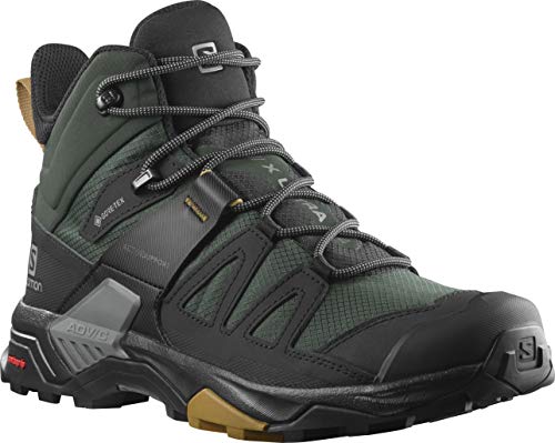 Image of Salomon Men's X Ultra 4 MID GTX Hiking Shoe, Green Gables /Black /Cumin, 14