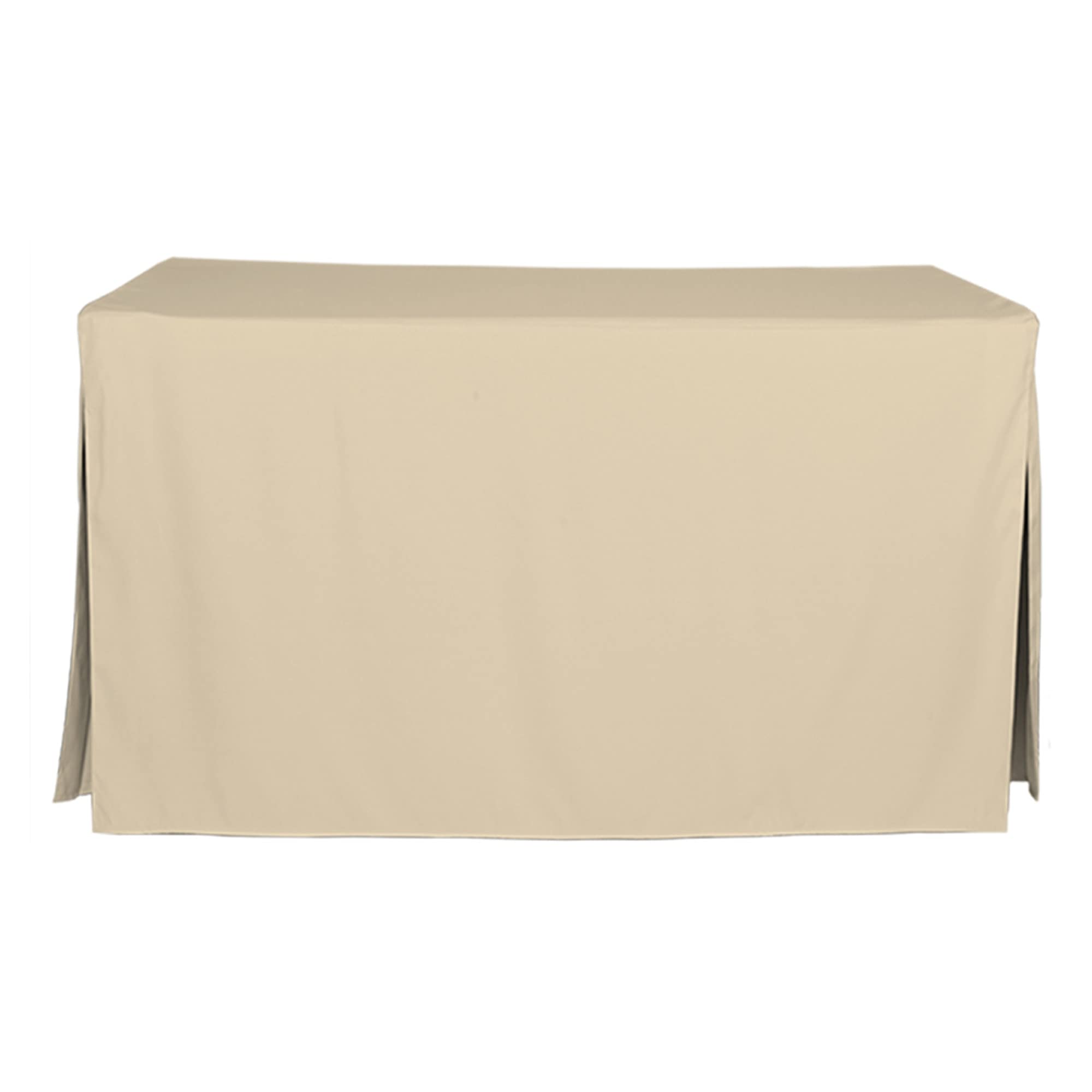 Tablevogue Event Linens Washable Microfiber 5' Fitted Tablecloth Cover for Rectangular Buffet Table, Parties, Holiday Dinner & More, 5-Foot, Beige