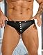 ohmydear Wetlook Männer Slip Leder Unterwäsche mit Nieten PU-Leder Strings Tangas für Männer Sexy Herren Unterhosen Große Größen Slips Punk Gay Underwear Sissy Clubwear