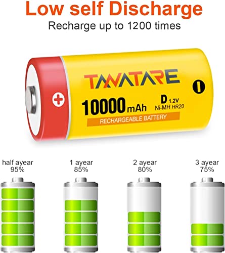 Tanatare Rechargeable D Batteries High Capacity 10000Mah 8 Pack Nimh D Size Batteries #TOP1