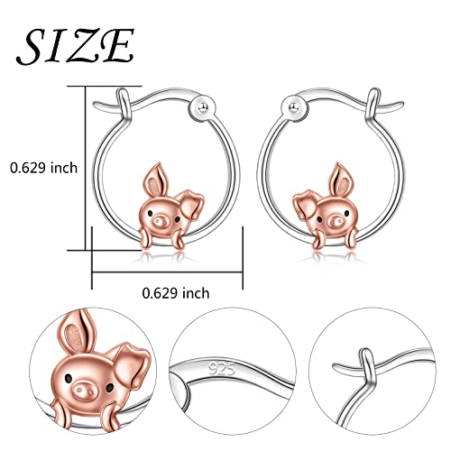 Pig/Axolotl/Ladybug/Panda/Yorkie/Duck Hoop Earrings for Women 925 Sterling Silver Cute Animal Huggie Hoop Earrings Jewelry Gifts for Sensitive Ears3