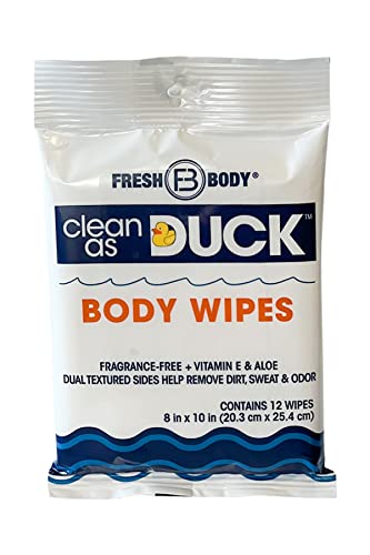Image of Clean As Duck Body Wipes for Adults (3 Pack, 36 Wipes) - Textured Rinse-Free Body Cleansing Wipes for Adults with Vitamin E & Aloe - No Added Fragrance, Sulfates or Parabens