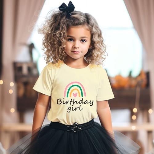 Image of Birthday Shirt Girls Toddler T-Shirts Unicorn Mermaid Birthday Tees Little Kids Top Outfit White Pink 2nd 3rd 4th 5th 6th 7th