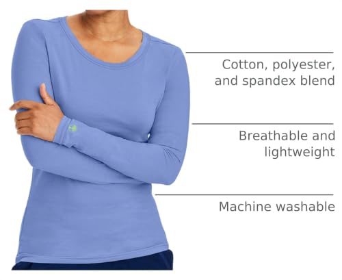Image of Healing Hands Underscrub Long Sleeve Women Knits Scrub Tops | Soft Cotton Blend Knit, Breathable Stretch Comfort, Machine Wash, Easy Care Fabric, Ideal For Layering Under Scrubs
