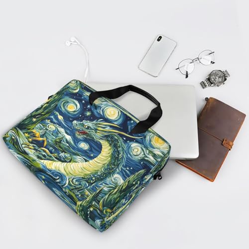 ALAZA Maletín para Laptop Estilo Van Gogh Dragón Verde miniatura 7