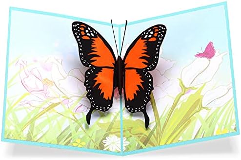 CHICTIE Butterfly Pop Up Card, 3D Pop Up Greeting Cards, Birthday Popup Card, Spring Card, Mothers Day Pop Up Card, Greeting Card for Mom, Wife, Friends, All Occasion(Butteryfly)