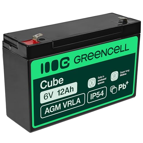 Green Cell® Akku Bleiakku Batterie AGM (6V 12Ah VRLA Faston F1) Zyklenfester Sealed Lead-Acid Blei Ersatzakku Solar Solarpanel Batterie Photovoltaik Versorgungsbatterie wartungsfrei Varianten