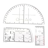 Glewi Set di 3 righelli di posizione in plastica trasparente, scala di coordinate per lettura mappe, per artiglieria, topografia incisa, giochi di simulazione di guerra