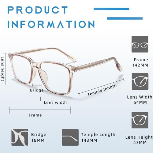 Image of Oversized Square Blue Light Blocking Glasses for Women Men Anti Glare Reduce Eyestrain Computer Glasses