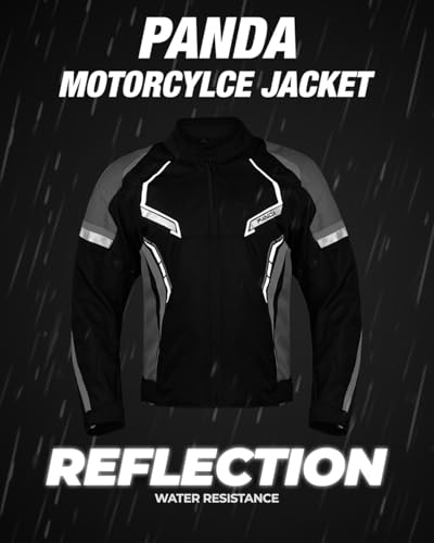 PANDA CYCLE GEAR Motorcycle Jacket\'s for Men & Women All Season Impact Armored Protective Enduro Dual Sports Motorsports Touring Biker Jackets (US, Alpha, XX-Large, Regular, Regular, GREY)