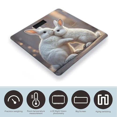 Balanza digital Bunny Hug vidrio templado con pantalla LCD miniatura 3