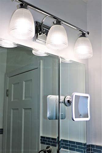 Jiben Square Led Lighted 10X Magnifying Makeup Mirror, Power Locking Suction Cup, Bright Diffused Light And 360 Degree Rotating Adjustable Arm, Portable Cordless Home And Travel Bathroom Vanity Mirror #TOP7