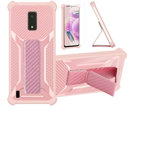 Aroepurt Hülle Für Blu View 4 B135DL Hülle Hülle Handyhülle Schutzhülle Cover [mit gehärtetem Glas-Screen-Protector] Hybrid [Folding Support Magnetic] [Frosted Anti-Fingerprint] Rosa