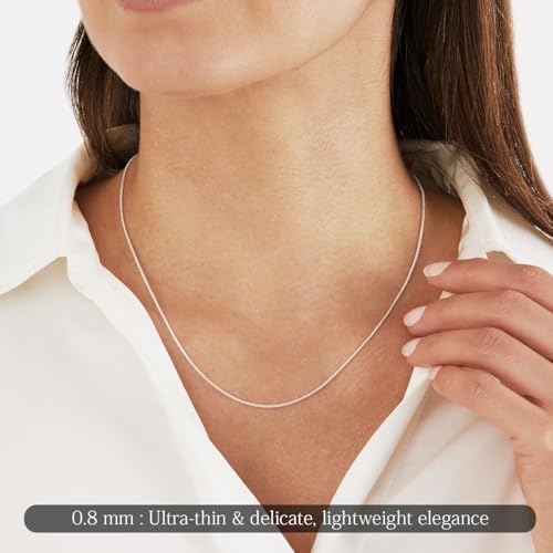 JENDEAR Italian 1.2/1/0.8mm 925 Sterling Silver Box Chain Necklace for Women, 18K Gold Plated Nickel-Free Hypoallergenic Thin & Sturdy Chain, Dainty Gift with 'You're Awesome' Inspirational Card2