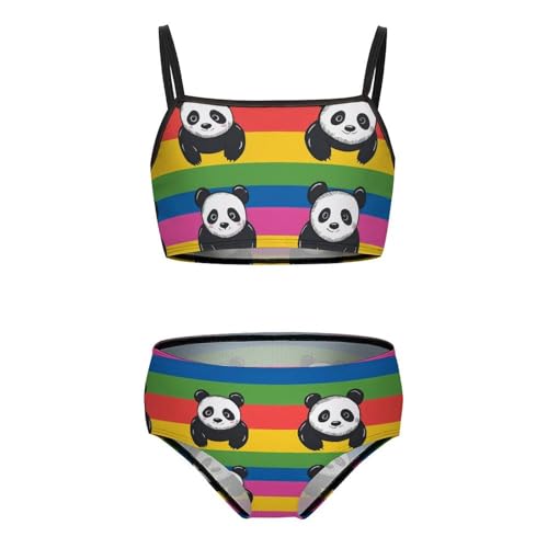Colorful Panda Girls Bikini Swimsuit Two Piece Bathing Suit Beach Swimwear