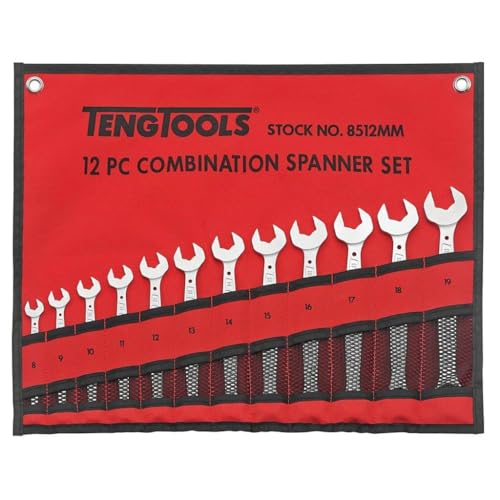 Teng Tools 8512MM Combination Spanner Set Anti Slip Tool Roll 12 Pieces