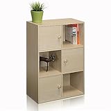 Furinno 11189SBE Pasir 3 Tier Shelf with 3 Door/Round Handle, Steam Beech