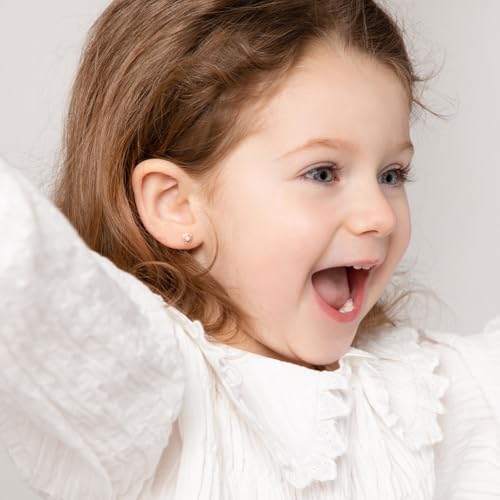 14k Yellow Gold Girl's Dainty Cultured Pearl Flower Screw Back Stud Earrings - Small Flower Screw Back Earrings for Babies, Toddlers, Young Girls3