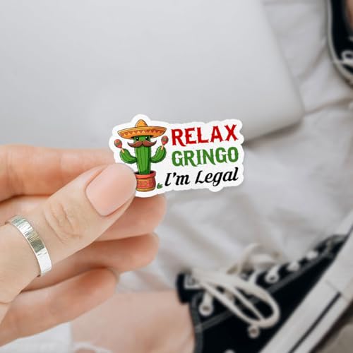 Image of 3Pcs Relax Gringo Im Legal Sticker, Relax Gringo I'm Legal Sticker for Car, Relax Gringo Calcomanias De Mexico Funny Immigrant Calcomanias Mexico Mexican Cactus Stickers for Truck Car Helmet (G4)
