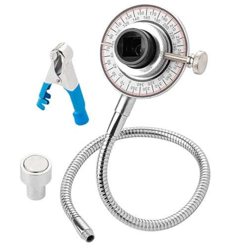 Image of Professional Torque Angle Gauge Tool Set, 360 Angle Meter with Flexible Holding Arm for Torque Wrench Automotive Engine Maintenance 14 inch Flexible Clip Arm, CR-V Steel