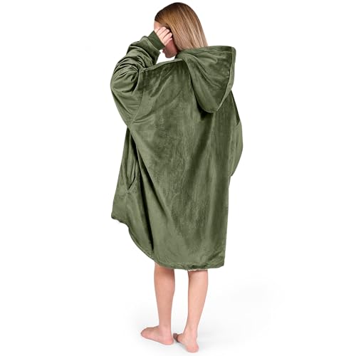 Image of Bare Home Wearable Blanket Hoodie - Soft Plush Sherpa - Warm and Cozy - Oversized Wearable Blanket